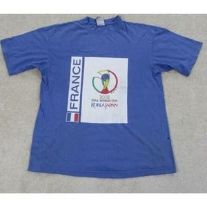 VINTAGE World Cup Shirt Adult Large Blue White Korea 2002 Soccer Mens 00s *